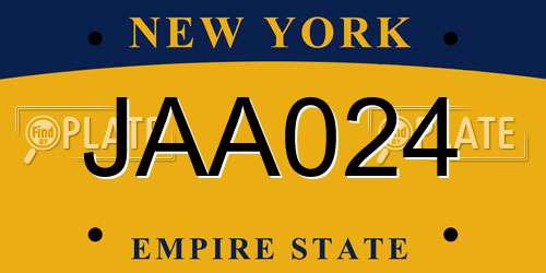 JAA024 New York License Plate