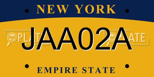 JAA02A New York License Plate