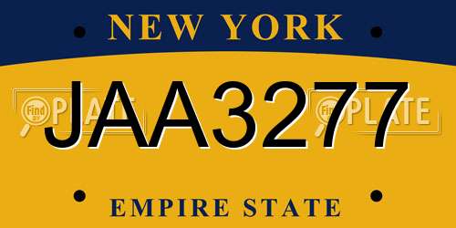 JAA3277 New York License Plate