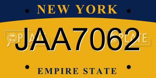 JAA7062 New York License Plate