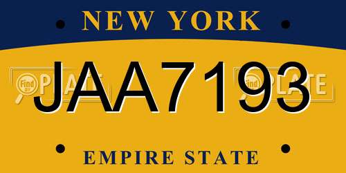 JAA7193 New York License Plate