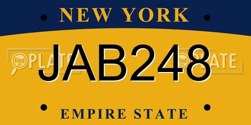 JAB248 New York License Plate