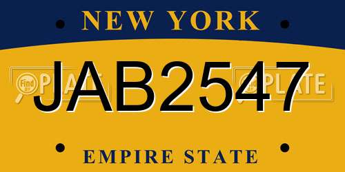 JAB2547 New York License Plate