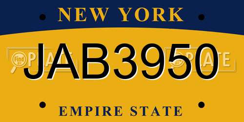 JAB3950 New York License Plate