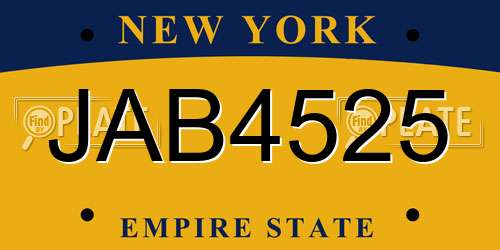 JAB4525 New York License Plate