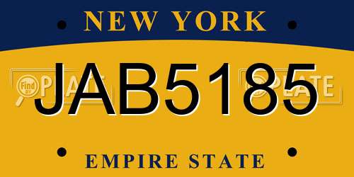 JAB5185 New York License Plate
