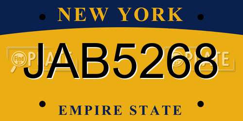 JAB5268 New York License Plate