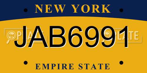 JAB6991 New York License Plate