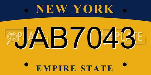 JAB7043 New York License Plate