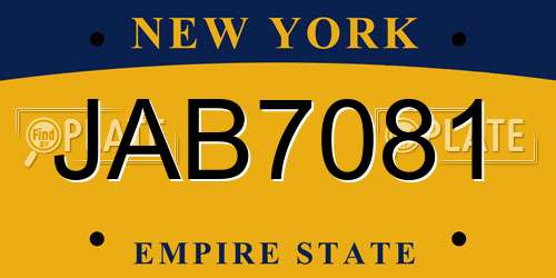 JAB7081 New York License Plate
