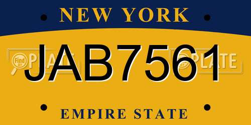 JAB7561 New York License Plate