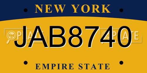 JAB8740 New York License Plate