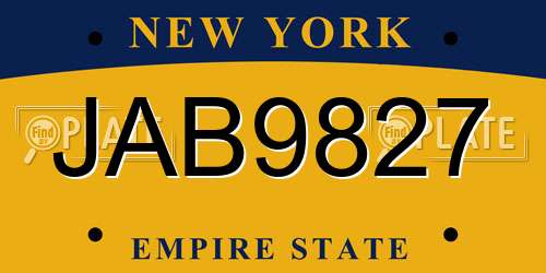 JAB9827 New York License Plate