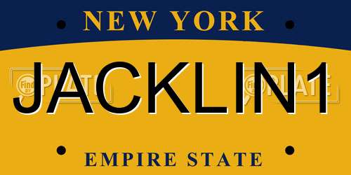 JACKLIN1 New York License Plate