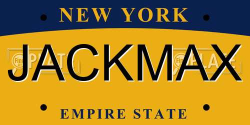 JACKMAX New York License Plate