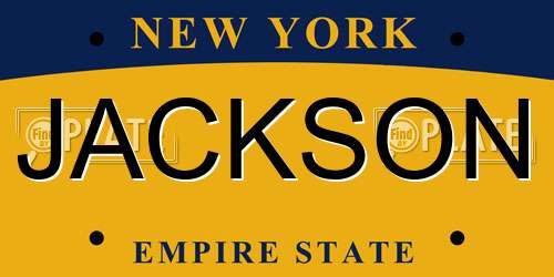JACKSON New York License Plate