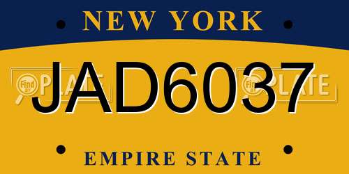 JAD6037 New York License Plate