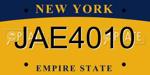 JAE4010 New York License Plate