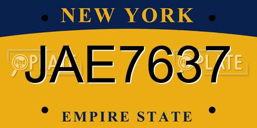 JAE7637 New York License Plate