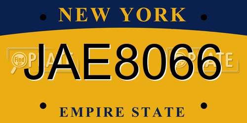 JAE8066 New York License Plate
