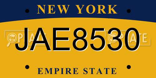 JAE8530 New York License Plate