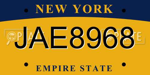 JAE8968 New York License Plate