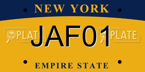 JAF01 New York License Plate