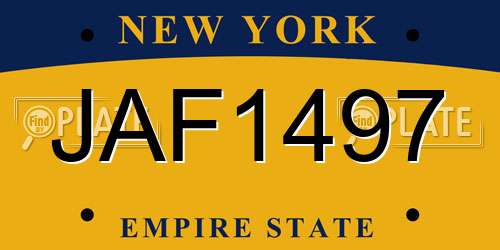 JAF1497 New York License Plate
