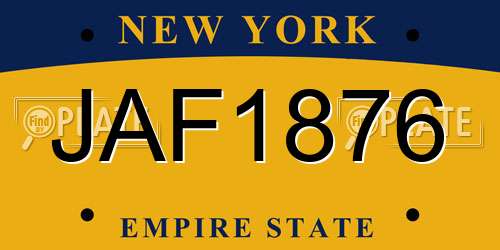 JAF1876 New York License Plate
