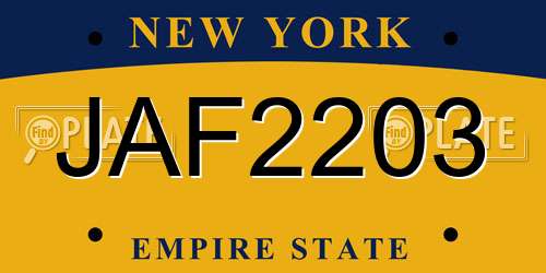 JAF2203 New York License Plate