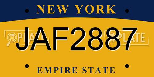 JAF2887 New York License Plate