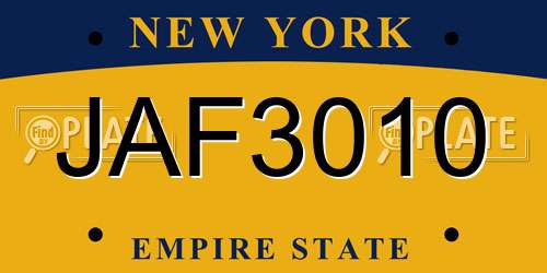 JAF3010 New York License Plate