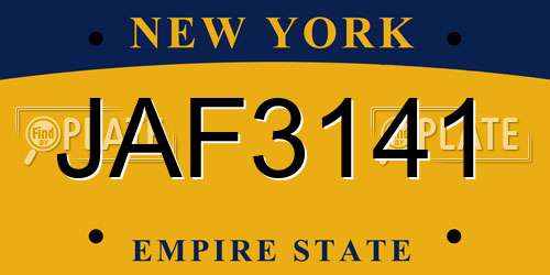 JAF3141 New York License Plate