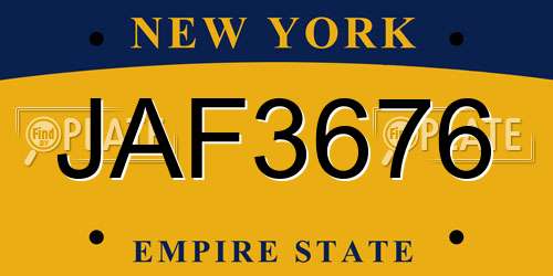 JAF3676 New York License Plate