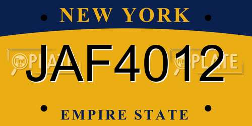 JAF4012 New York License Plate