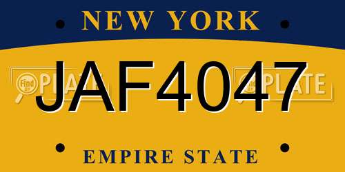 JAF4047 New York License Plate