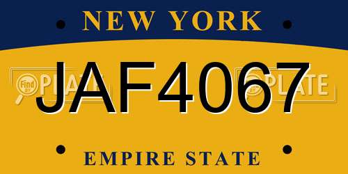 JAF4067 New York License Plate