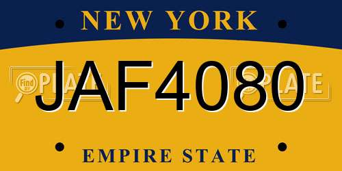 JAF4080 New York License Plate