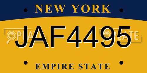 JAF4495 New York License Plate