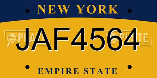 JAF4564 New York License Plate