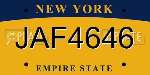 JAF4646 New York License Plate