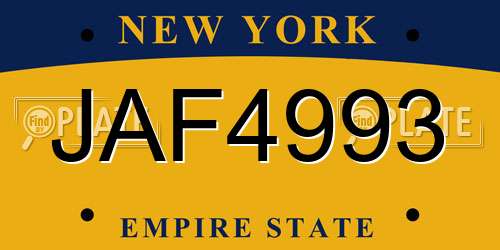 JAF4993 New York License Plate