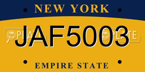 JAF5003 New York License Plate