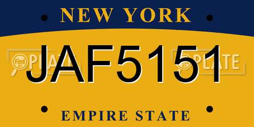 JAF5151 New York License Plate
