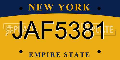 JAF5381 New York License Plate