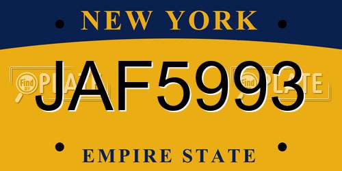 JAF5993 New York License Plate