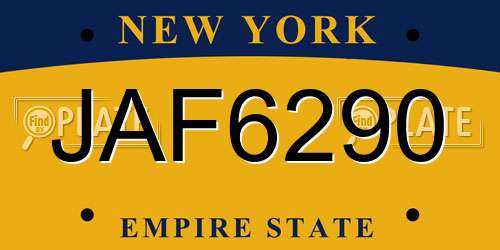 JAF6290 New York License Plate