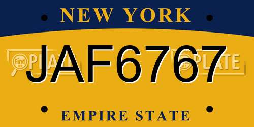 JAF6767 New York License Plate