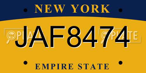 JAF8474 New York License Plate