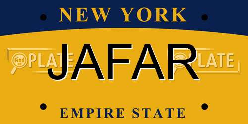 JAFAR New York License Plate